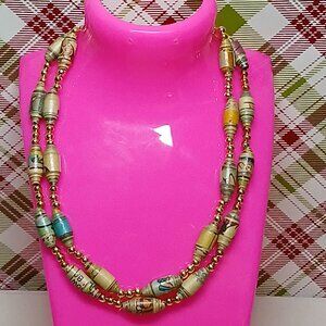 Fashion Jewelry Wrapped Paper Vintage Beaded Necklace #50